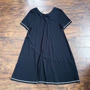 LISA TODD • Peruvian Cotton A-line Dress t shirt shift tent black tie back knit
